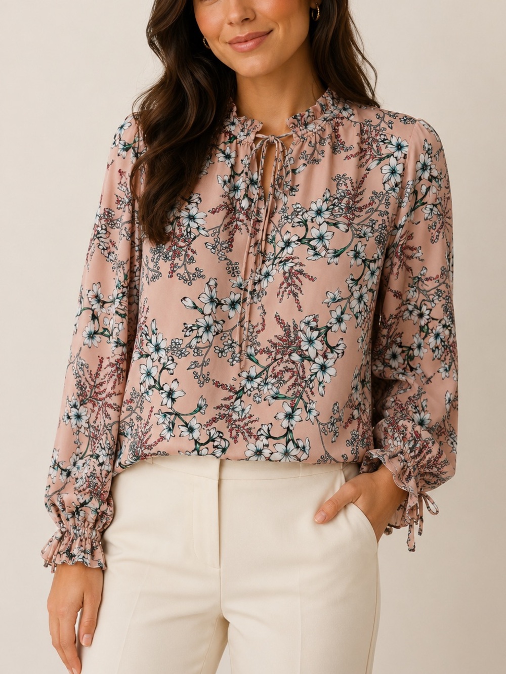 Liz Claiborne Career Cherry Blossom Blouse | Size XL